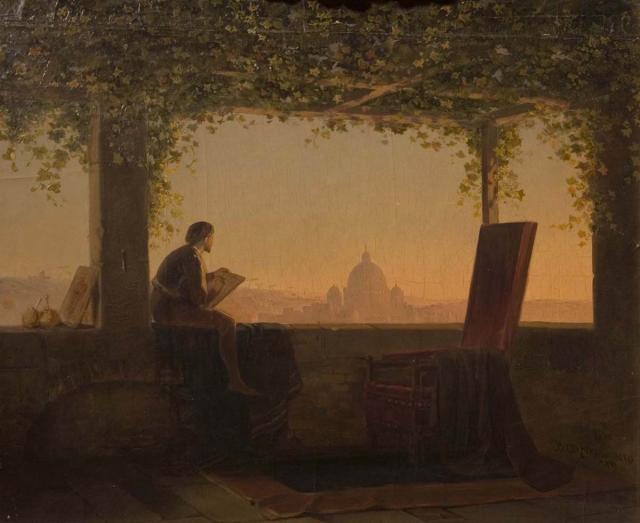 Сверчков В.Д. Мужчина, рисующий городской пейзаж. 1850